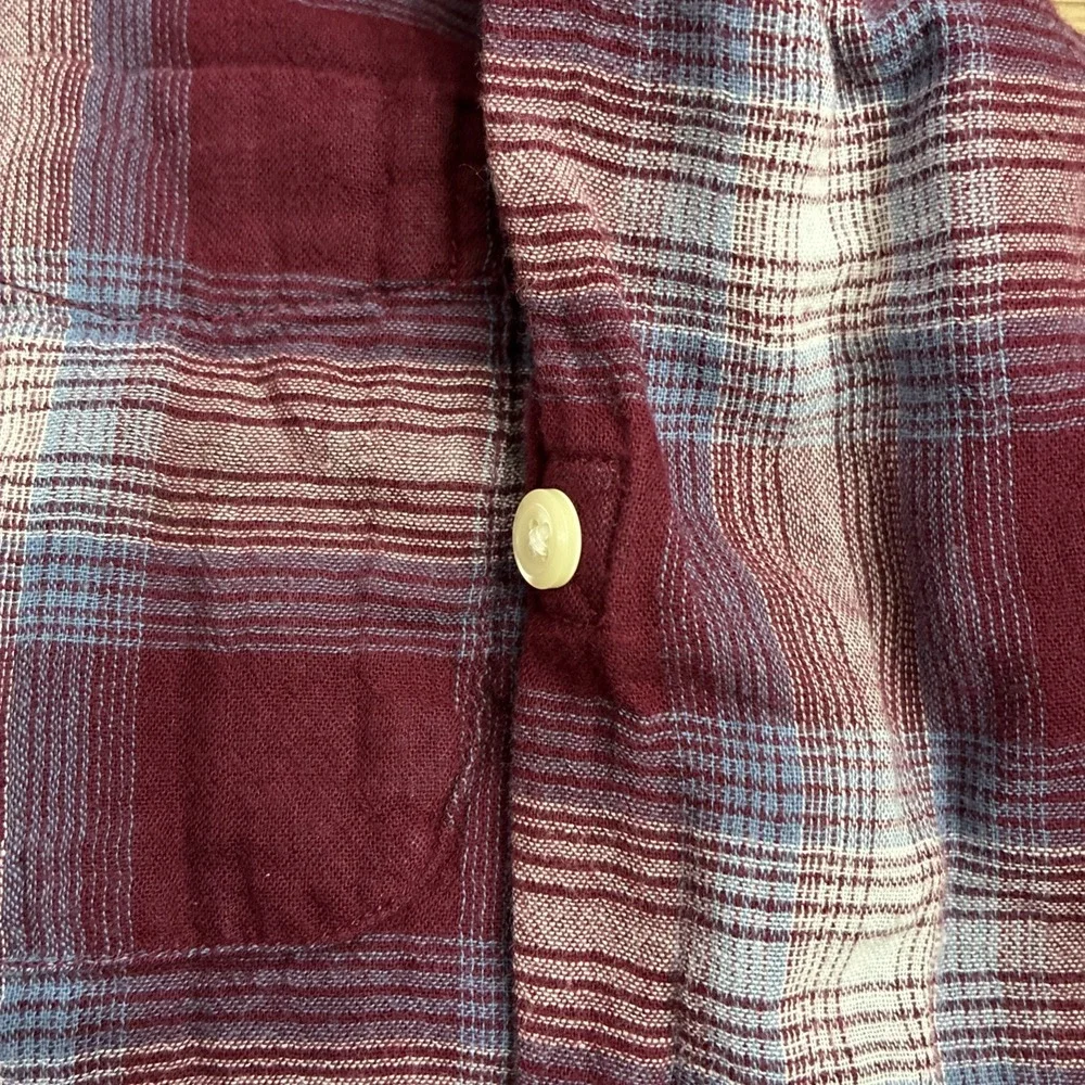 Gap Kids Lined  Button Down Cotton Long Sleeve Size 12 Husky XL Plum/Blue Shirt